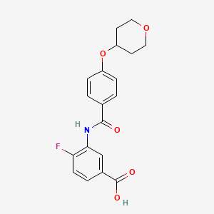 4-Fluoro-3-[[4-(oxan-4-yloxy)benzoyl]amino]benzoic acid