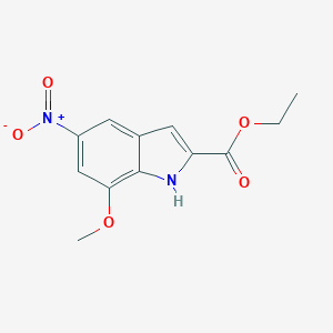 molecular formula C12H12N2O5 B066630 7-メトキシ-5-ニトロ-1H-インドール-2-カルボン酸エチル CAS No. 176956-21-1