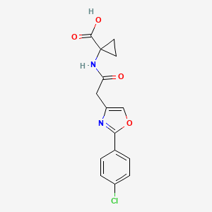 1-[[2-[2-(4-Chlorophenyl)-1,3-oxazol-4-yl]acetyl]amino]cyclopropane-1-carboxylic acid