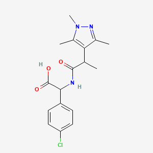 2-(4-Chlorophenyl)-2-[2-(1,3,5-trimethylpyrazol-4-yl)propanoylamino]acetic acid