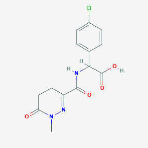 2-(4-Chlorophenyl)-2-[(1-methyl-6-oxo-4,5-dihydropyridazine-3-carbonyl)amino]acetic acid