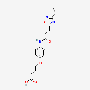 4-[4-[3-(3-Propan-2-yl-1,2,4-oxadiazol-5-yl)propanoylamino]phenoxy]butanoic acid