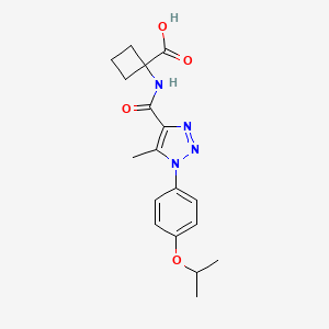 1-[[5-Methyl-1-(4-propan-2-yloxyphenyl)triazole-4-carbonyl]amino]cyclobutane-1-carboxylic acid