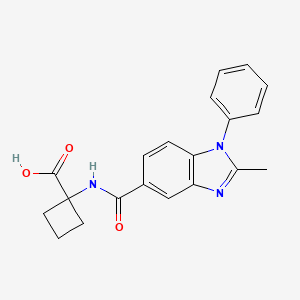 1-[(2-Methyl-1-phenylbenzimidazole-5-carbonyl)amino]cyclobutane-1-carboxylic acid