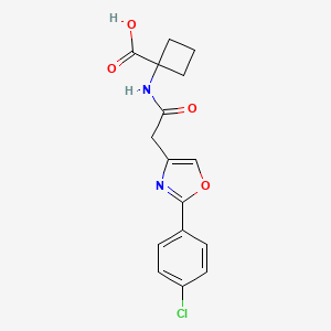 1-[[2-[2-(4-Chlorophenyl)-1,3-oxazol-4-yl]acetyl]amino]cyclobutane-1-carboxylic acid