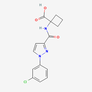 1-[[1-(3-Chlorophenyl)pyrazole-3-carbonyl]amino]cyclobutane-1-carboxylic acid