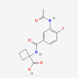 1-[(3-Acetamido-4-fluorobenzoyl)amino]cyclobutane-1-carboxylic acid