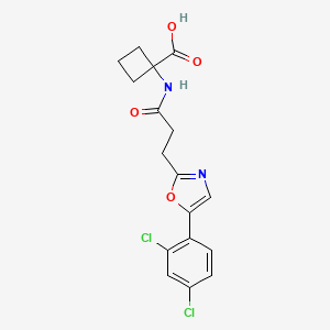 1-[3-[5-(2,4-Dichlorophenyl)-1,3-oxazol-2-yl]propanoylamino]cyclobutane-1-carboxylic acid