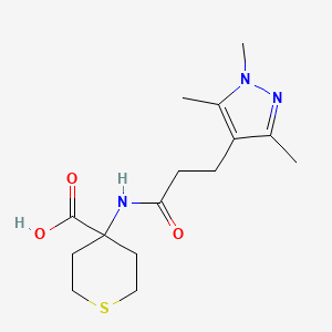 4-[3-(1,3,5-Trimethylpyrazol-4-yl)propanoylamino]thiane-4-carboxylic acid