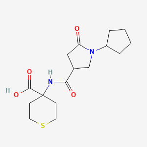 4-[(1-Cyclopentyl-5-oxopyrrolidine-3-carbonyl)amino]thiane-4-carboxylic acid