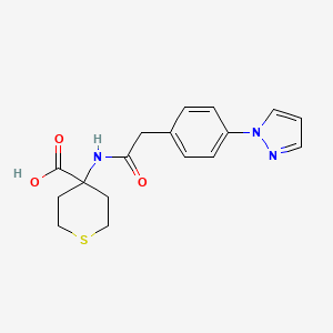 4-[[2-(4-Pyrazol-1-ylphenyl)acetyl]amino]thiane-4-carboxylic acid