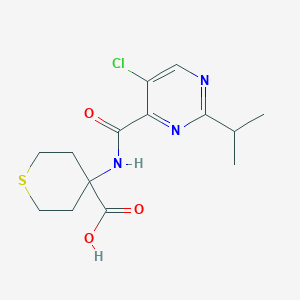 4-[(5-Chloro-2-propan-2-ylpyrimidine-4-carbonyl)amino]thiane-4-carboxylic acid