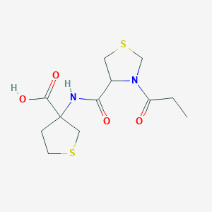 3-[(3-Propanoyl-1,3-thiazolidine-4-carbonyl)amino]thiolane-3-carboxylic acid