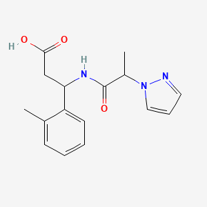 3-(2-Methylphenyl)-3-(2-pyrazol-1-ylpropanoylamino)propanoic acid