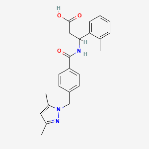 3-[[4-[(3,5-Dimethylpyrazol-1-yl)methyl]benzoyl]amino]-3-(2-methylphenyl)propanoic acid