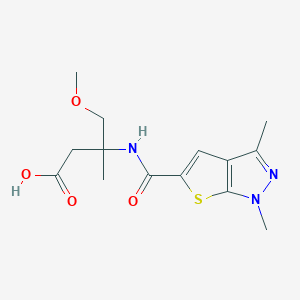 3-[(1,3-Dimethylthieno[2,3-c]pyrazole-5-carbonyl)amino]-4-methoxy-3-methylbutanoic acid