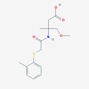 4-Methoxy-3-methyl-3-[[2-(2-methylphenyl)sulfanylacetyl]amino]butanoic acid