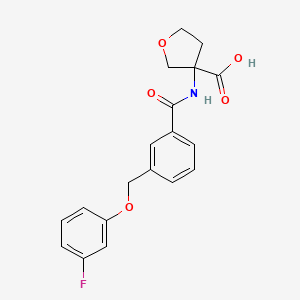 3-[[3-[(3-Fluorophenoxy)methyl]benzoyl]amino]oxolane-3-carboxylic acid