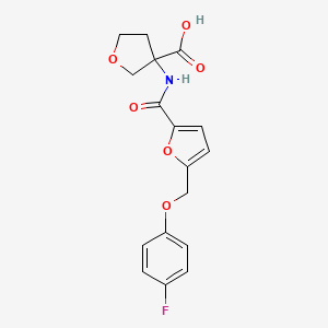 3-[[5-[(4-Fluorophenoxy)methyl]furan-2-carbonyl]amino]oxolane-3-carboxylic acid