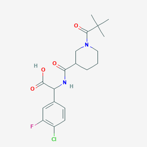 molecular formula C19H24ClFN2O4 B6663916 2-(4-Chloro-3-fluorophenyl)-2-[[1-(2,2-dimethylpropanoyl)piperidine-3-carbonyl]amino]acetic acid 