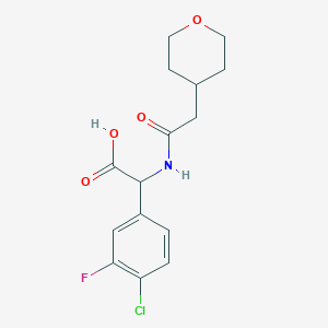 2-(4-Chloro-3-fluorophenyl)-2-[[2-(oxan-4-yl)acetyl]amino]acetic acid