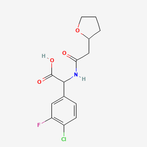 2-(4-Chloro-3-fluorophenyl)-2-[[2-(oxolan-2-yl)acetyl]amino]acetic acid