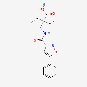 2-Ethyl-2-[[(5-phenyl-1,2-oxazole-3-carbonyl)amino]methyl]butanoic acid