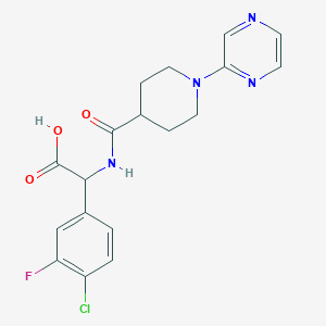 2-(4-Chloro-3-fluorophenyl)-2-[(1-pyrazin-2-ylpiperidine-4-carbonyl)amino]acetic acid