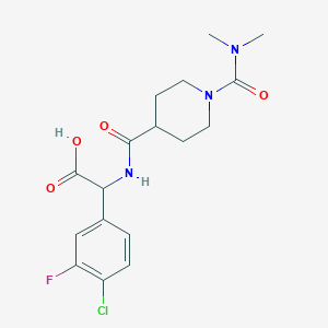 2-(4-Chloro-3-fluorophenyl)-2-[[1-(dimethylcarbamoyl)piperidine-4-carbonyl]amino]acetic acid