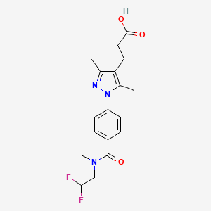 3-[1-[4-[2,2-Difluoroethyl(methyl)carbamoyl]phenyl]-3,5-dimethylpyrazol-4-yl]propanoic acid