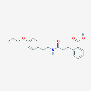 molecular formula C22H27NO4 B6664404 2-[3-[2-[4-(2-Methylpropoxy)phenyl]ethylamino]-3-oxopropyl]benzoic acid 