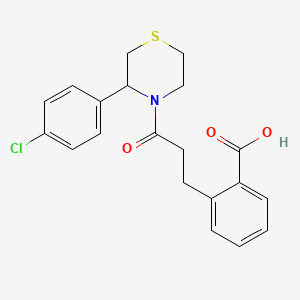 molecular formula C20H20ClNO3S B6664471 2-[3-[3-(4-Chlorophenyl)thiomorpholin-4-yl]-3-oxopropyl]benzoic acid 