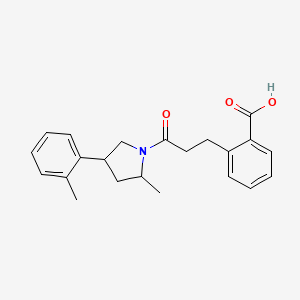 molecular formula C22H25NO3 B6664482 2-[3-[2-Methyl-4-(2-methylphenyl)pyrrolidin-1-yl]-3-oxopropyl]benzoic acid 