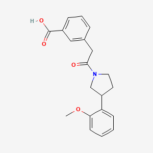 molecular formula C20H21NO4 B6664616 3-[2-[3-(2-Methoxyphenyl)pyrrolidin-1-yl]-2-oxoethyl]benzoic acid 