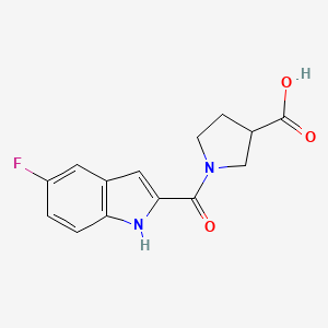 1-(5-fluoro-1H-indole-2-carbonyl)pyrrolidine-3-carboxylic acid