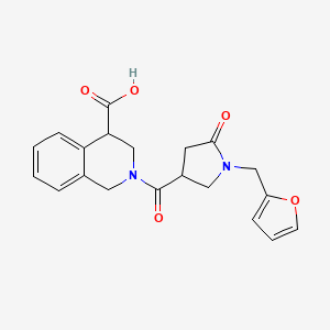 2-[1-(furan-2-ylmethyl)-5-oxopyrrolidine-3-carbonyl]-3,4-dihydro-1H-isoquinoline-4-carboxylic acid