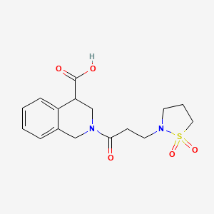 2-[3-(1,1-dioxo-1,2-thiazolidin-2-yl)propanoyl]-3,4-dihydro-1H-isoquinoline-4-carboxylic acid