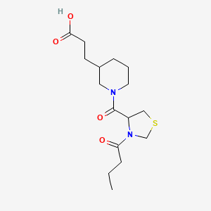 molecular formula C16H26N2O4S B6665169 3-[1-(3-Butanoyl-1,3-thiazolidine-4-carbonyl)piperidin-3-yl]propanoic acid 