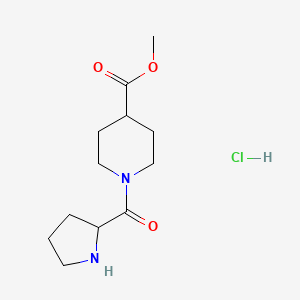 molecular formula C12H21ClN2O3 B6665620 Methyl 1-(pyrrolidine-2-carbonyl)piperidine-4-carboxylate;hydrochloride 