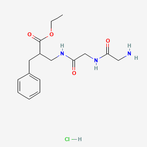 molecular formula C16H24ClN3O4 B6666675 Ethyl 2-[[[2-[(2-aminoacetyl)amino]acetyl]amino]methyl]-3-phenylpropanoate;hydrochloride 