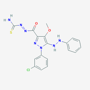 B066741 N-carbamothioylimino-1-(3-chlorophenyl)-4-methoxy-5-(2-phenylhydrazinyl)pyrazole-3-carboxamide CAS No. 172701-56-3