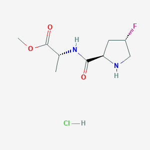 molecular formula C9H16ClFN2O3 B6675292 methyl (2R)-2-[[(2R,4S)-4-fluoropyrrolidine-2-carbonyl]amino]propanoate;hydrochloride 