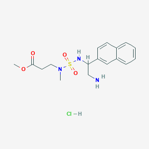 molecular formula C17H24ClN3O4S B6679535 Methyl 3-[(2-amino-1-naphthalen-2-ylethyl)sulfamoyl-methylamino]propanoate;hydrochloride 