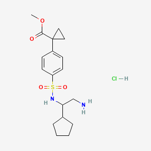 molecular formula C18H27ClN2O4S B6679542 Methyl 1-[4-[(2-amino-1-cyclopentylethyl)sulfamoyl]phenyl]cyclopropane-1-carboxylate;hydrochloride 