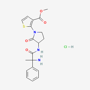 molecular formula C19H22ClN3O4S B6679548 Methyl 2-[3-[(2-amino-2-phenylpropanoyl)amino]-2-oxopyrrolidin-1-yl]thiophene-3-carboxylate;hydrochloride 