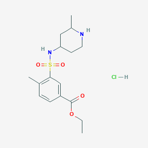 molecular formula C16H25ClN2O4S B6682284 Ethyl 4-methyl-3-[(2-methylpiperidin-4-yl)sulfamoyl]benzoate;hydrochloride 