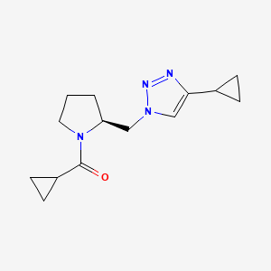 molecular formula C14H20N4O B6688027 cyclopropyl-[(2S)-2-[(4-cyclopropyltriazol-1-yl)methyl]pyrrolidin-1-yl]methanone 