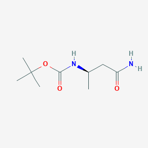 molecular formula C9H18N2O3 B066886 Carbamic acid, (3-amino-1-methyl-3-oxopropyl)-, 1,1-dimethylethyl ester, (R)- CAS No. 159877-48-2