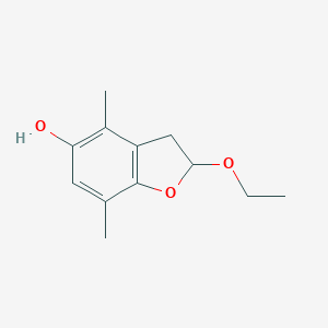 molecular formula C12H16O3 B066916 2-Ethoxy-4,7-dimethyl-2,3-dihydrobenzofuran-5-ol CAS No. 176910-22-8