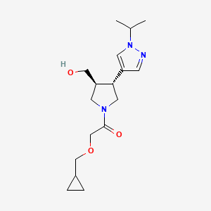 2-(cyclopropylmethoxy)-1-[(3S,4R)-3-(hydroxymethyl)-4-(1-propan-2-ylpyrazol-4-yl)pyrrolidin-1-yl]ethanone